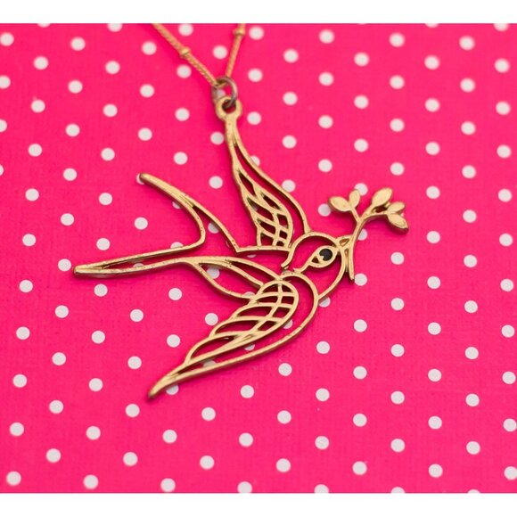 Vintage Art Nouveau Bird Silhouette Necklace 18 inch - P12 - Picture 1 of 3